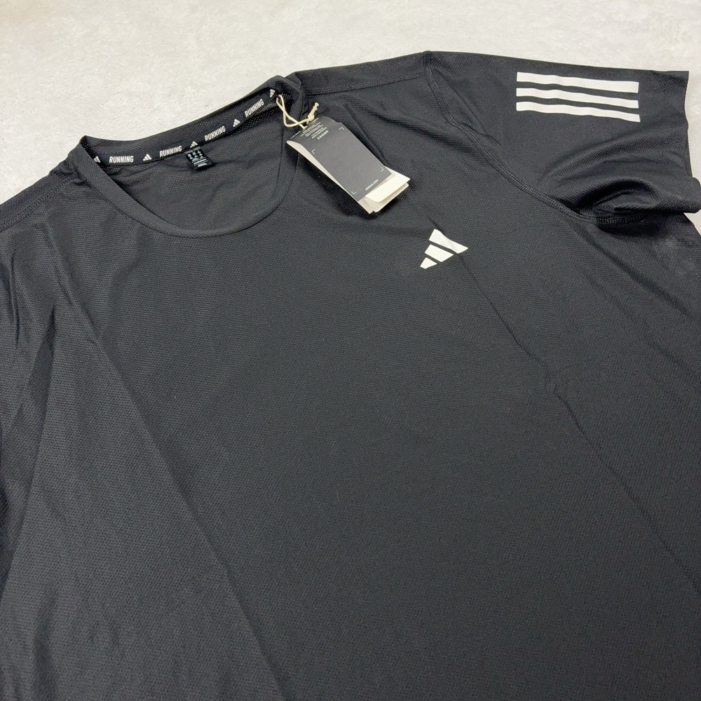 Adidas Running Shirt Mens 2XL Black Short Sleeve Reflective Quick Dry NWT